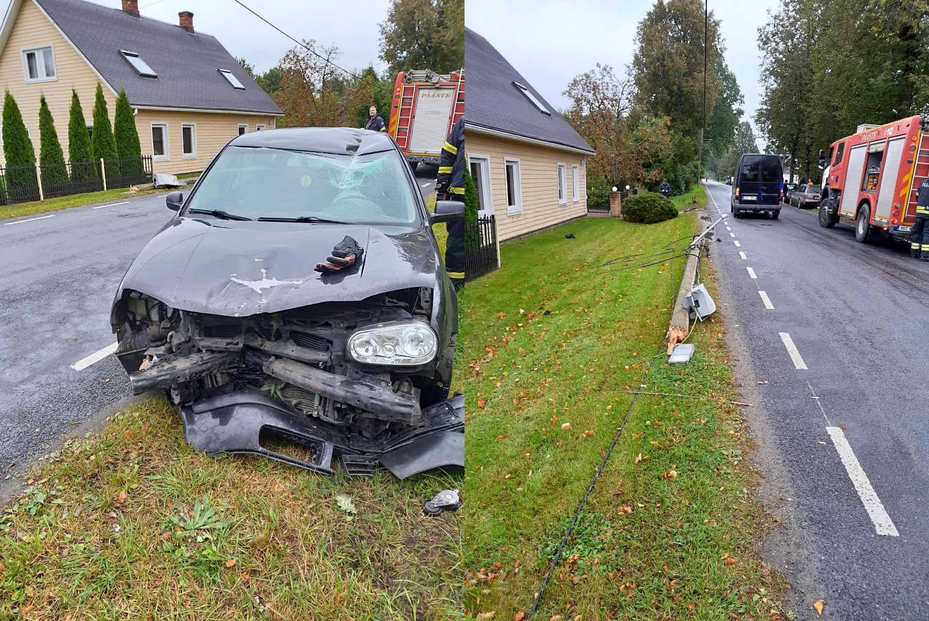 Auto lennutas elektriposti 15 meetri kaugusele
